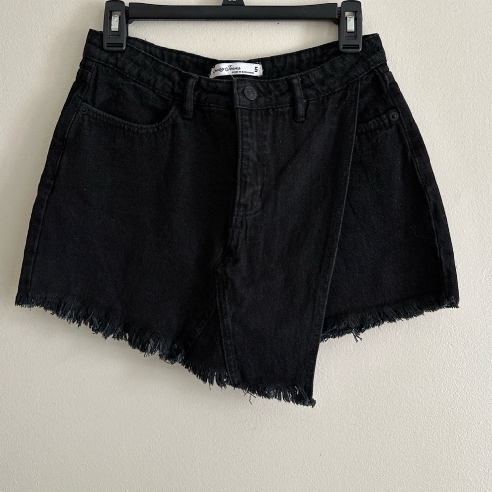 Highway Jeans Fringe Hem Black Junior Concert Skort